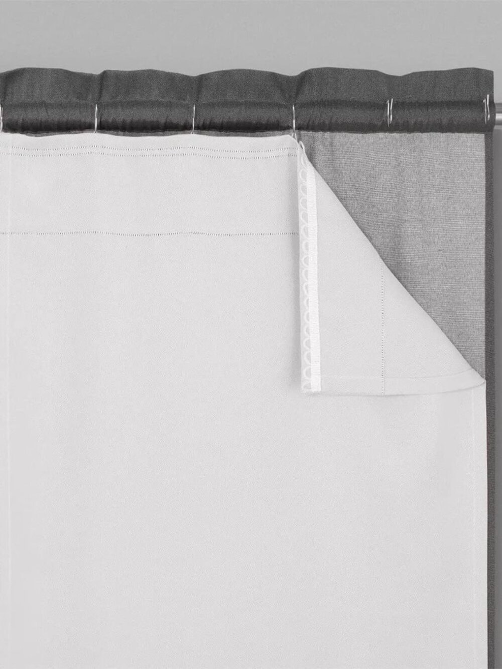 Solid Minimalist Blackout Thermal Liner for Window Curtains with Drapery Hooks D